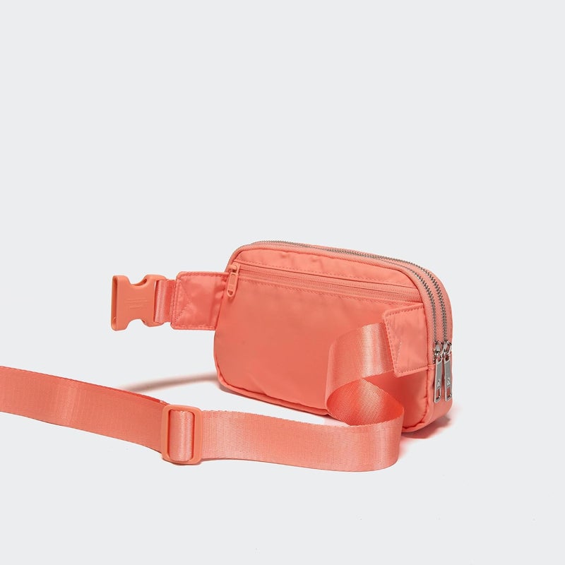 Pander Everywhere Belt Bag for Women, 5 Zipper Pockets Nylon Crossbody Fanny Pack Purse (Dark Salmon). - Image 3